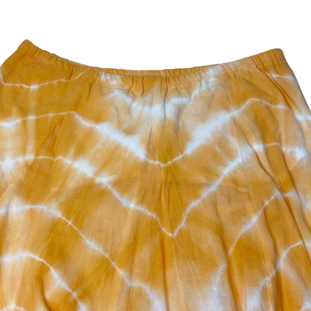 SOFT SURROUNDINGS Orange Tie Dye Cotton Lined Boho Maxi Skirt Size Small - Picture 6 of 7